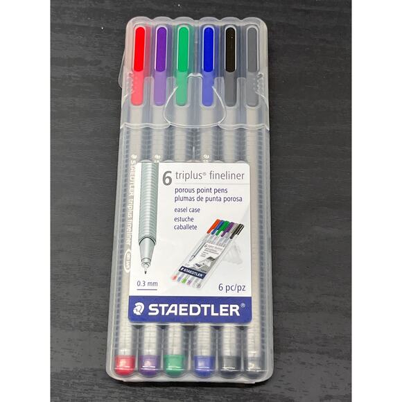 Staedtler Triplus Fineliner Pens Brilliant Colors 6 pack .3mm Easel Case 334SB6V - Picture 1 of 4